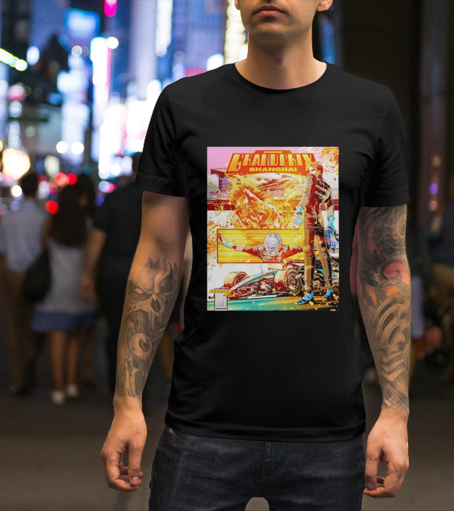 Chinese Grand Prix Shanghai Anime Style With Race Car And Driver T-Shirt
