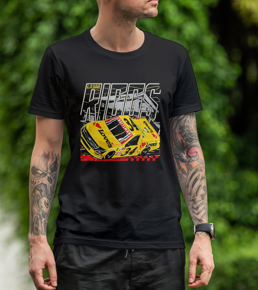 Layne Riggs Loves Truck Racing With Vibrant Yellow Car T-Shirt