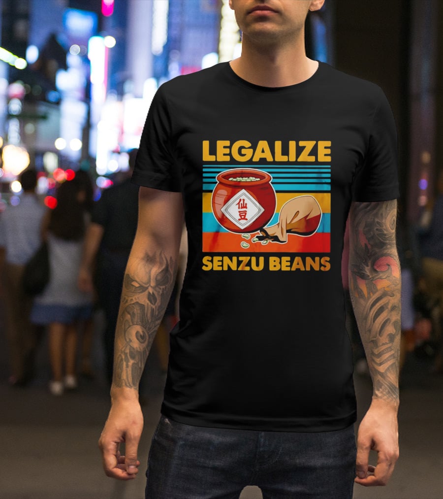 Legalize Senzu Beans Dragon Ball Kagome Jar Vintage Stripes T-Shirt