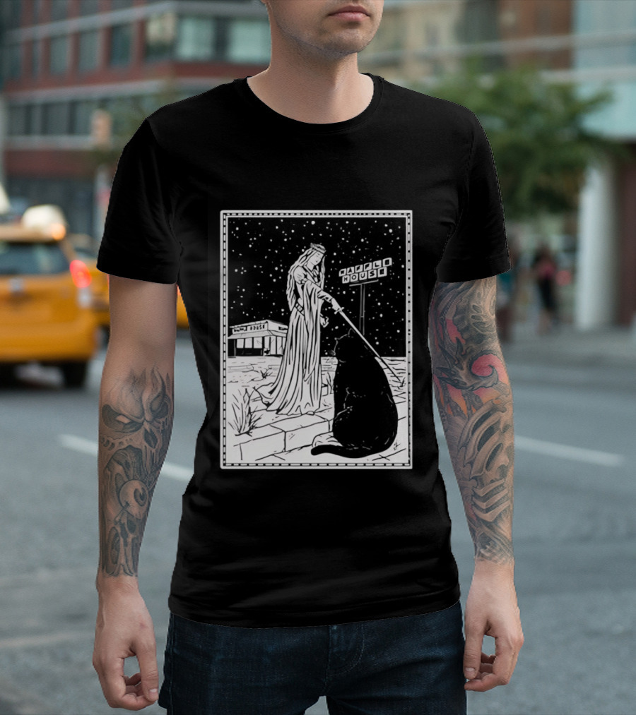 Medieval Cat Tarot Waffle House The Hermit T-Shirt