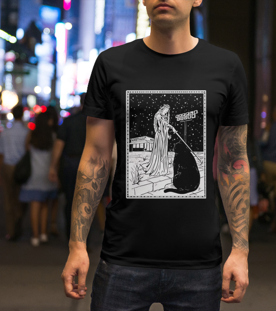 Medieval Cat Tarot Waffle House The Hermit T-Shirt