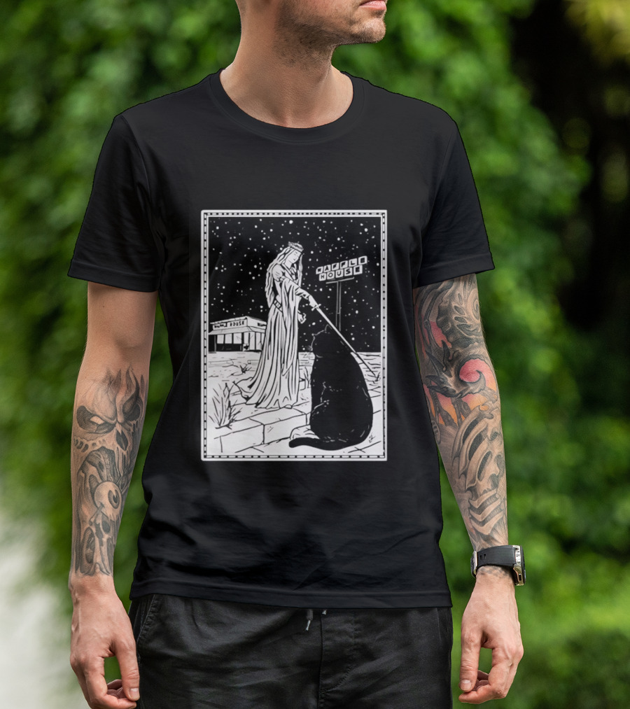 Medieval Cat Tarot Waffle House The Hermit T-Shirt