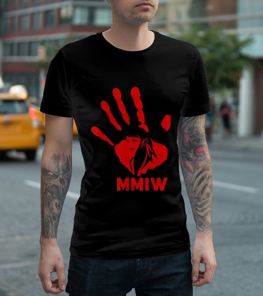 MMIW Red Handprint Symbol For Missing Murdered Indigenous Women Awareness T-Shirt