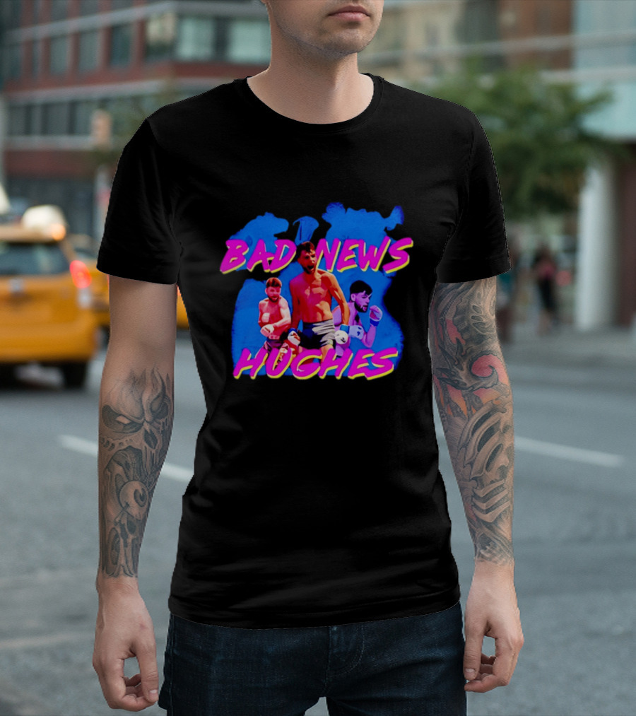 Bad News Hughes Boxing Fighter Action Trio T-Shirt