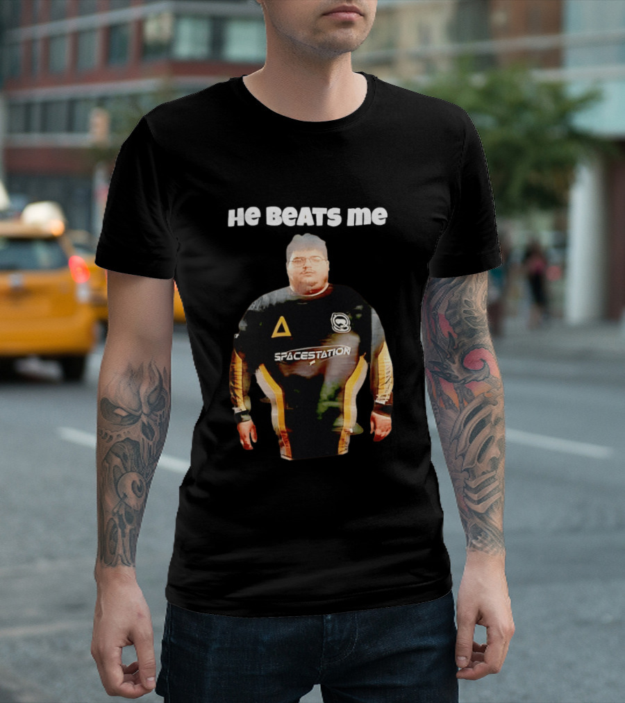 He Beats Me Spacestation Gaming Jersey T-Shirt