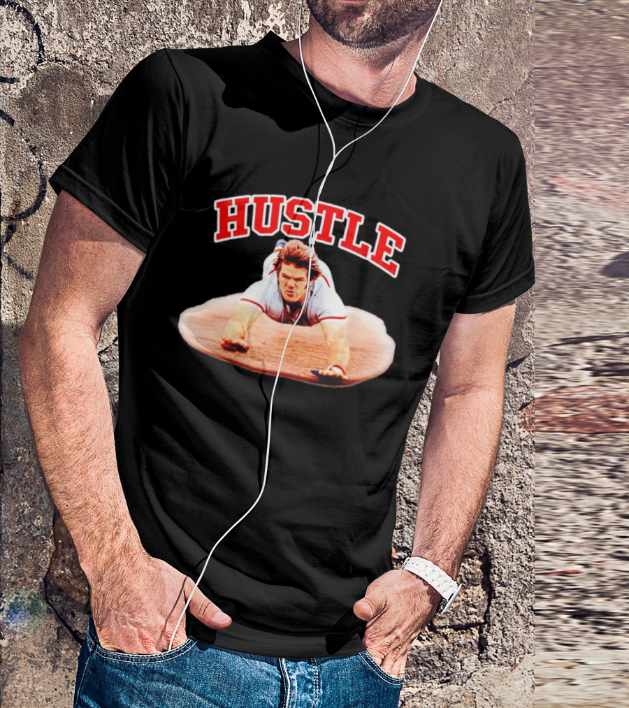 Hustle Baseball Player Diving Slide Action Image T-Shirt