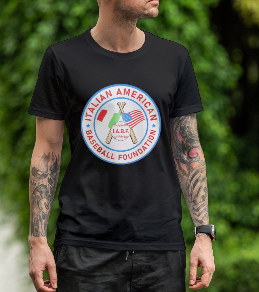 Italian American Baseball Foundation IABF Flags And Crossed Bats T-Shirt