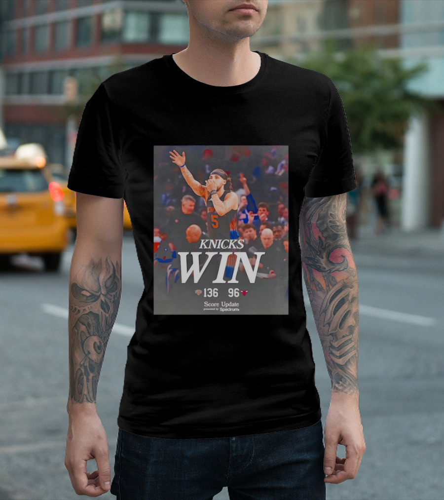 Knicks Win Jalen Brunson Celebration 136 96 Over Chicago Bulls T-Shirt