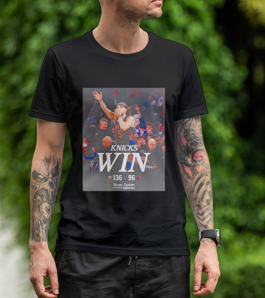 Knicks Win Jalen Brunson Celebration 136 96 Over Chicago Bulls T-Shirt