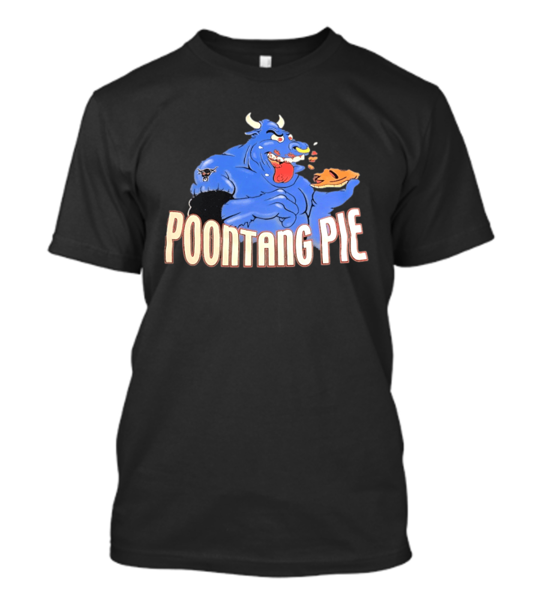 Poontang Pie Bull Eating Slice With Small Wrestler Tattoo T-Shirt