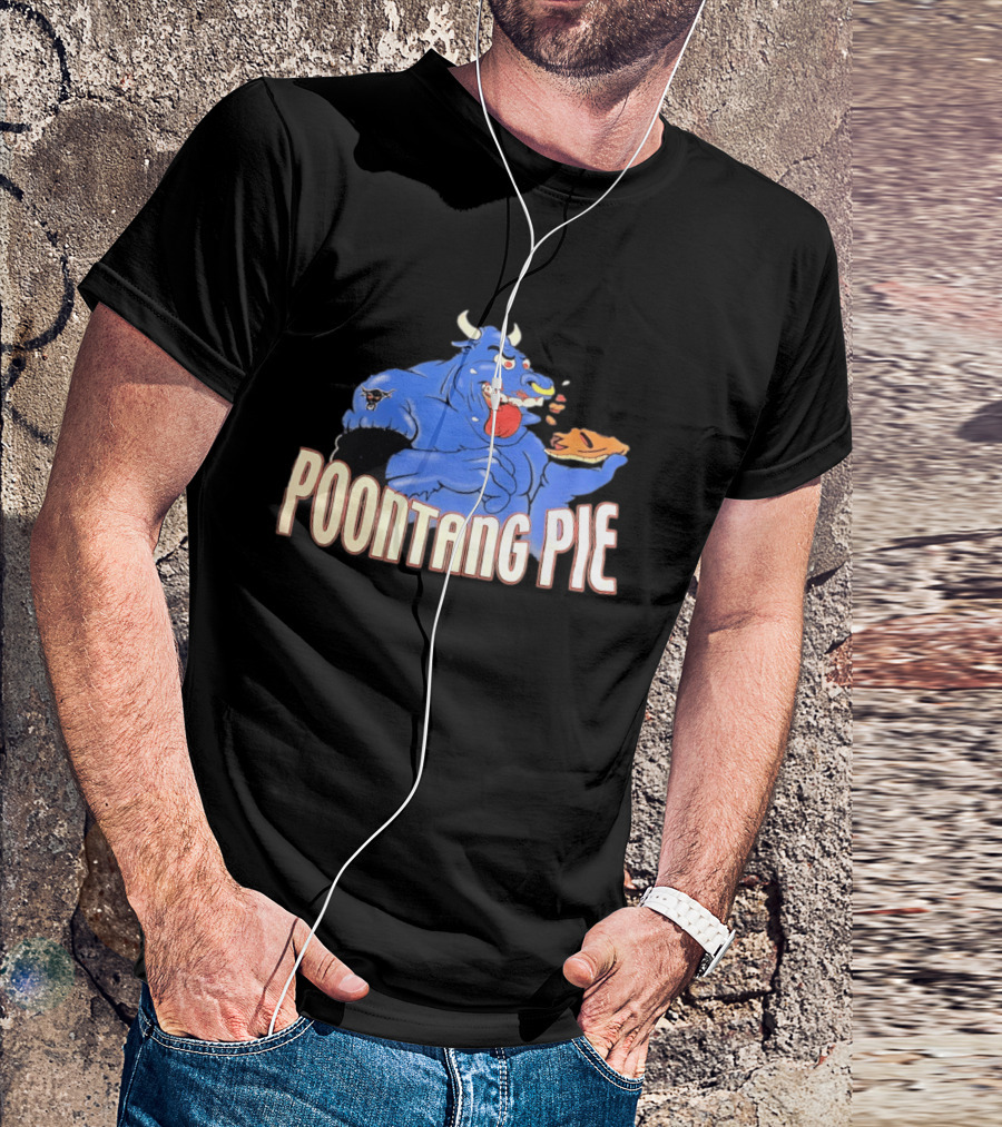 Poontang Pie Bull Eating Slice With Small Wrestler Tattoo T-Shirt