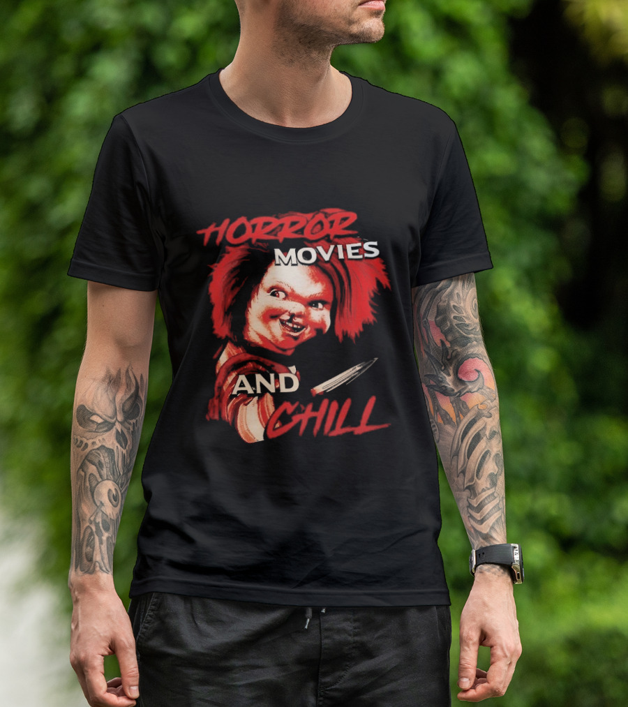 Chucky Horror Movies And Chill Knife Wielding Doll T-Shirt