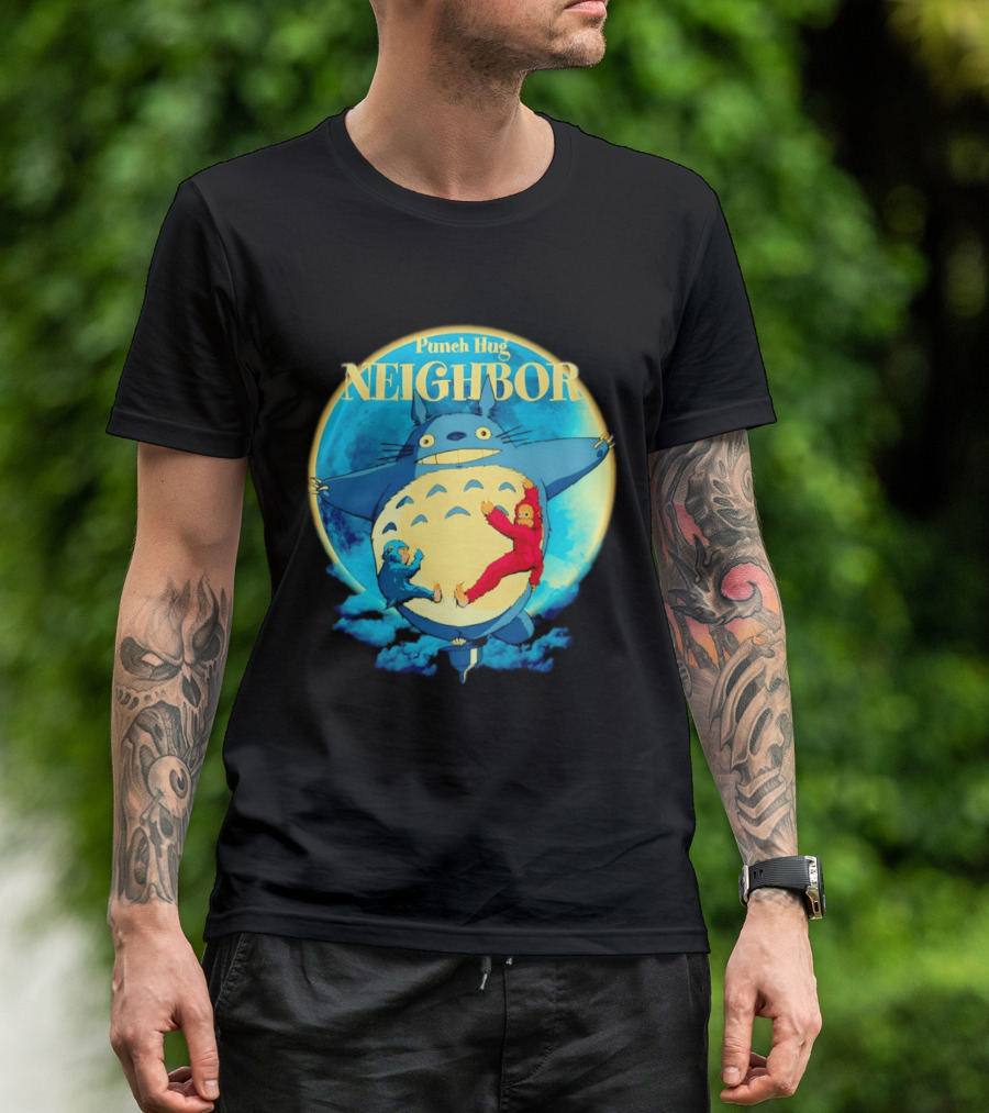Punch Hug Neighbor Totoro Embrace With Two Punch Monkey T-Shirt