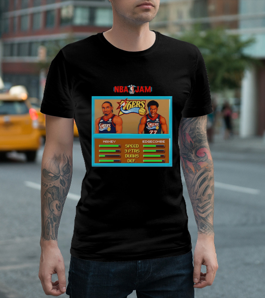 NBA Jam Philadelphia 76ers Maxey Edgecombe Retro Game T-Shirt