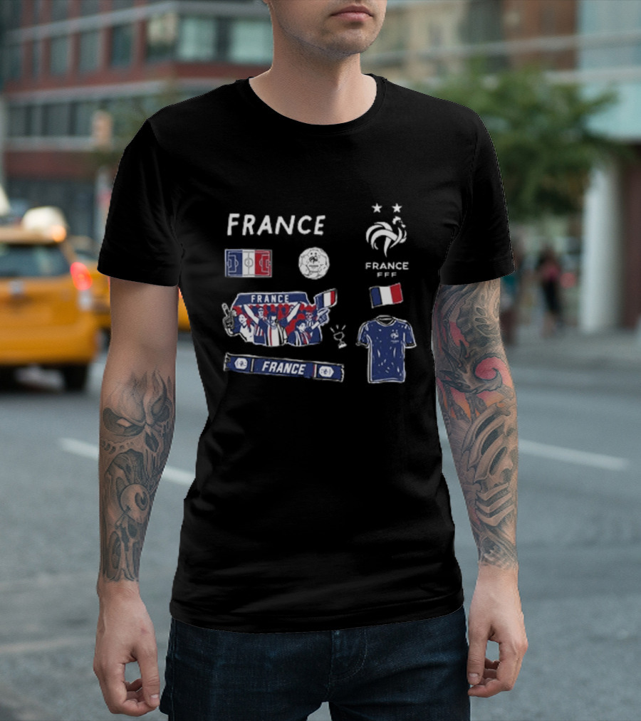 France National Team Youth Navy Cotton Pullover Soccer Fans Tricolor FFF Rooster Stars T-Shirt