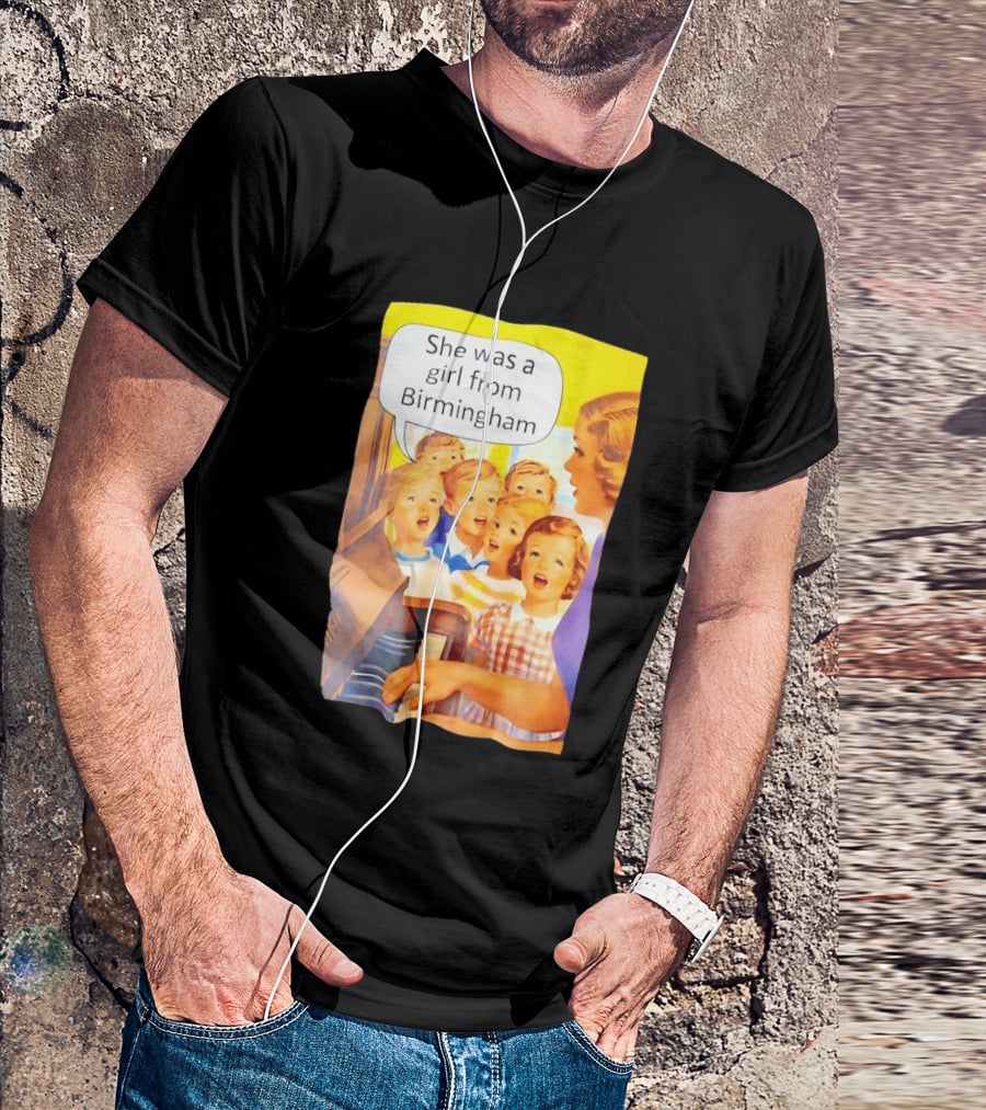 She Was A Girl From Birmingham Retro Comic Style Classroom Scene T-Shirt