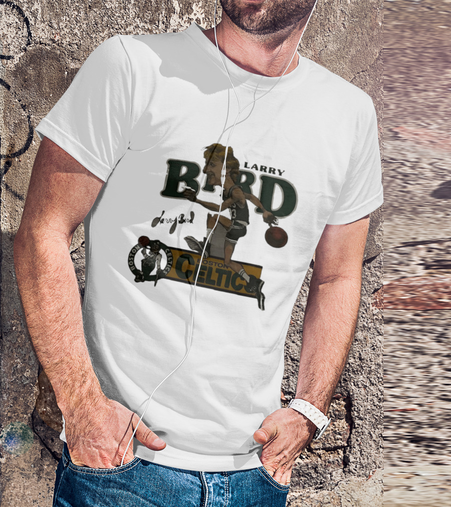 Larry Bird Boston Celtics Caricature Basketball Legends T-Shirt