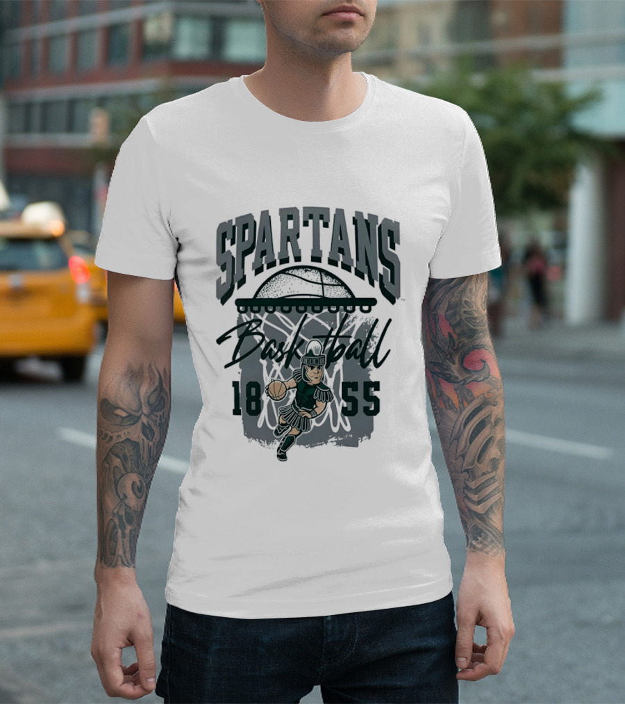 Spartans Basketball 1855 Character Slam Dunk T-Shirt