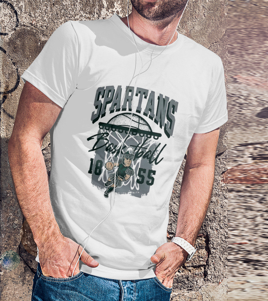 Spartans Basketball 1855 Character Slam Dunk T-Shirt
