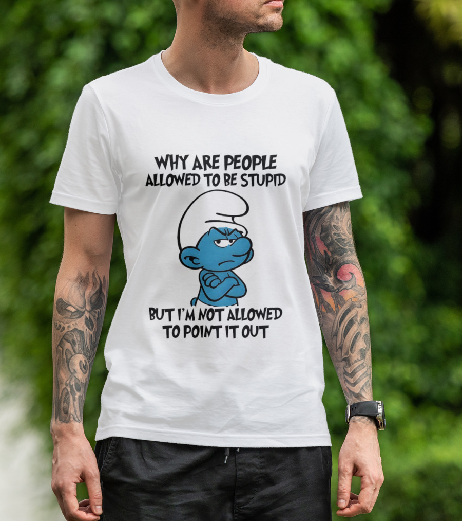 Smurfs Grumpy Character Why Are People Allowed To Be Stupid But I'm Not Allowed To Point It Out T-Shirt