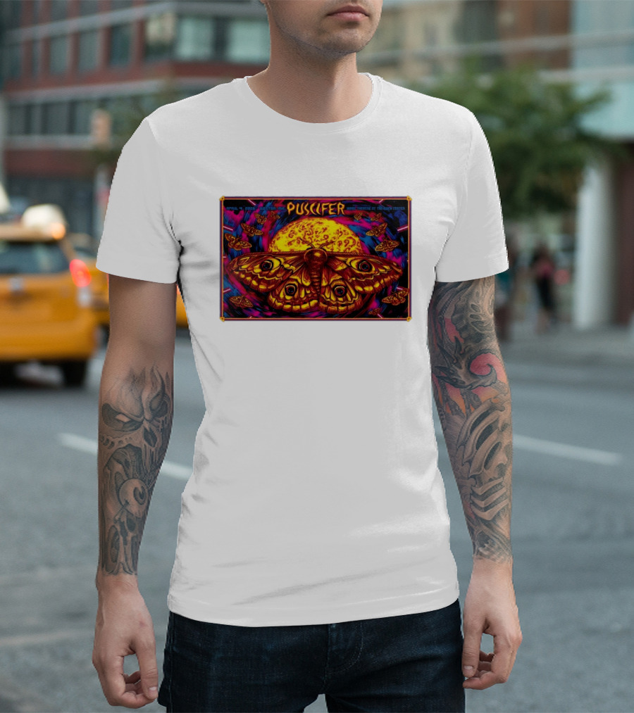 Puscifer Boston MA April 4 2026 Wang Theatre Neon Moth T-Shirt