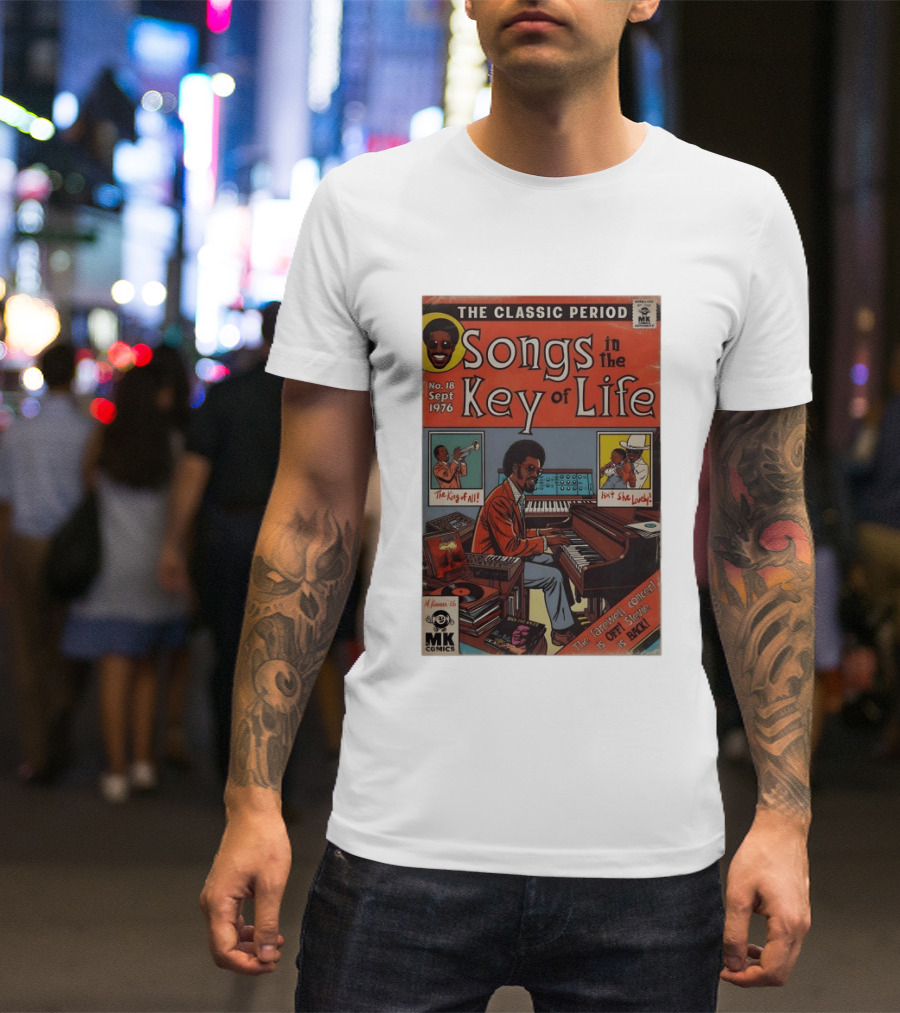 The Classic Period Songs In The Key Of Life Sept 1976 Comic Style Music Legend Iconography T-Shirt
