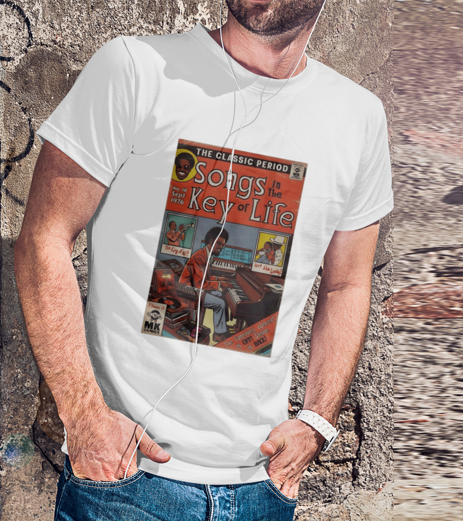 The Classic Period Songs In The Key Of Life Sept 1976 Comic Style Music Legend Iconography T-Shirt