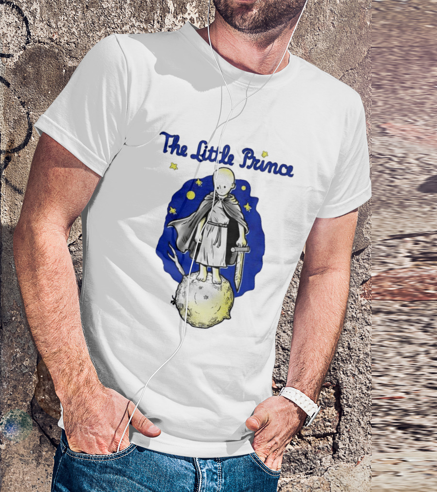 The Little Prince Standing On Asteroid B612 With Stars And Sword T-Shirt