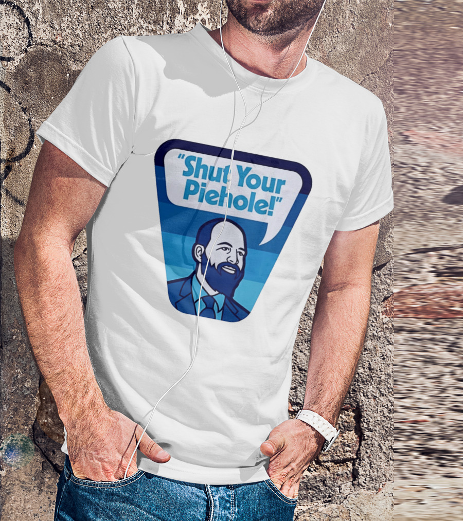 Shut Your Piehole Speech Bubble Blue Suit Beard T-Shirt