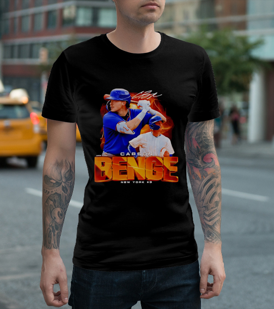 Carson Benge New York Mets NYM Baseball Collage T-Shirt