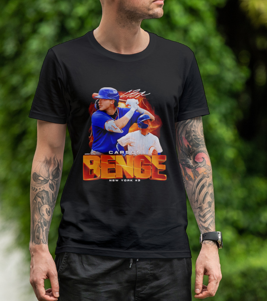 Carson Benge New York Mets NYM Baseball Collage T-Shirt