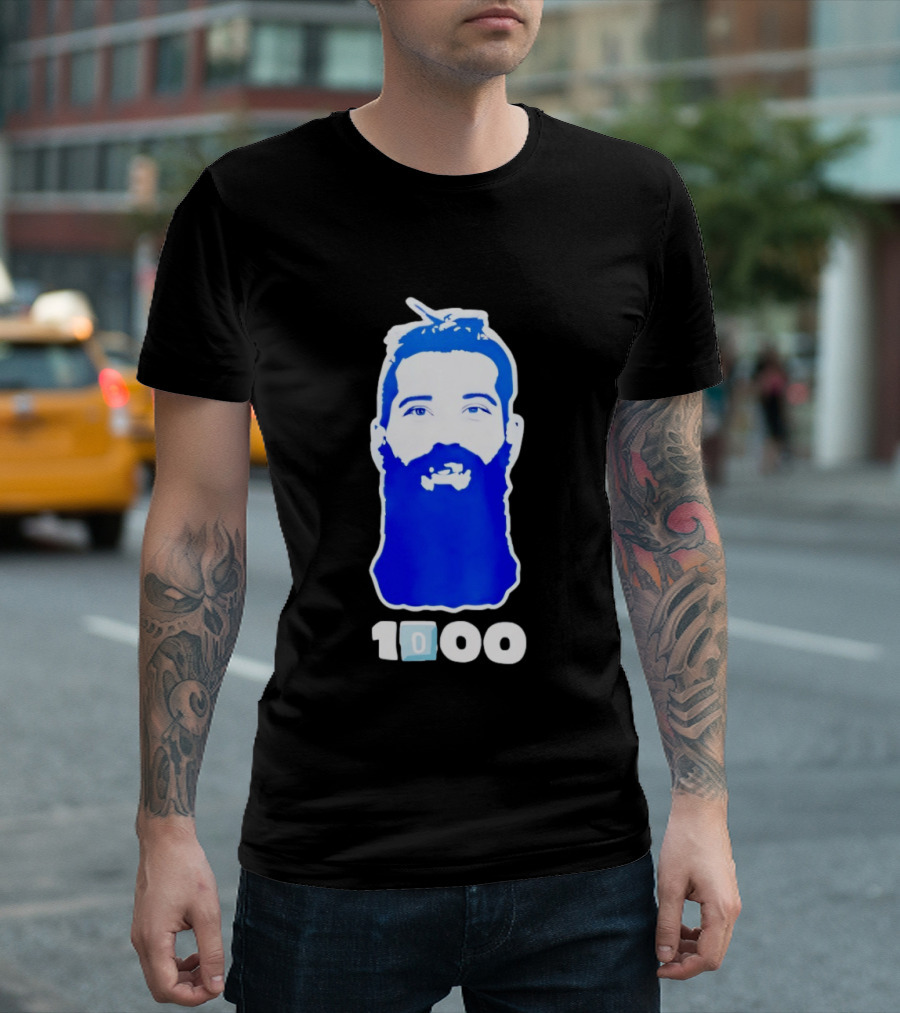 Colorado Avalanche 1000th Milestone Burnzie Blue Beard T-Shirt