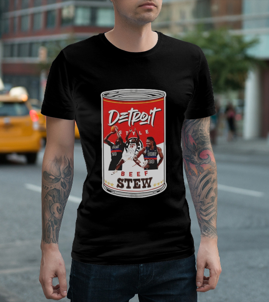 Detroit Style Beef Stew Basketball Can 28 T-Shirt
