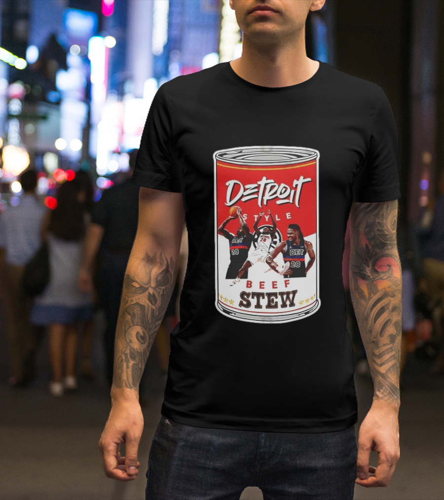 Detroit Style Beef Stew Basketball Can 28 T-Shirt