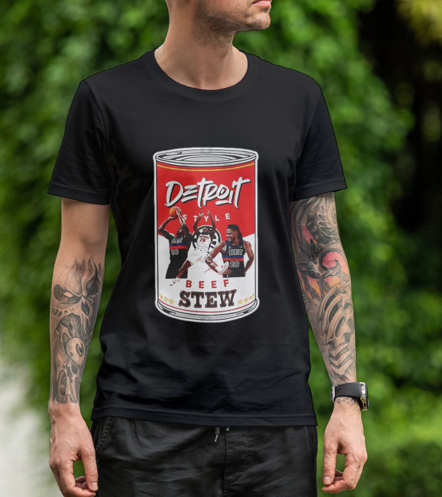 Detroit Style Beef Stew Basketball Can 28 T-Shirt