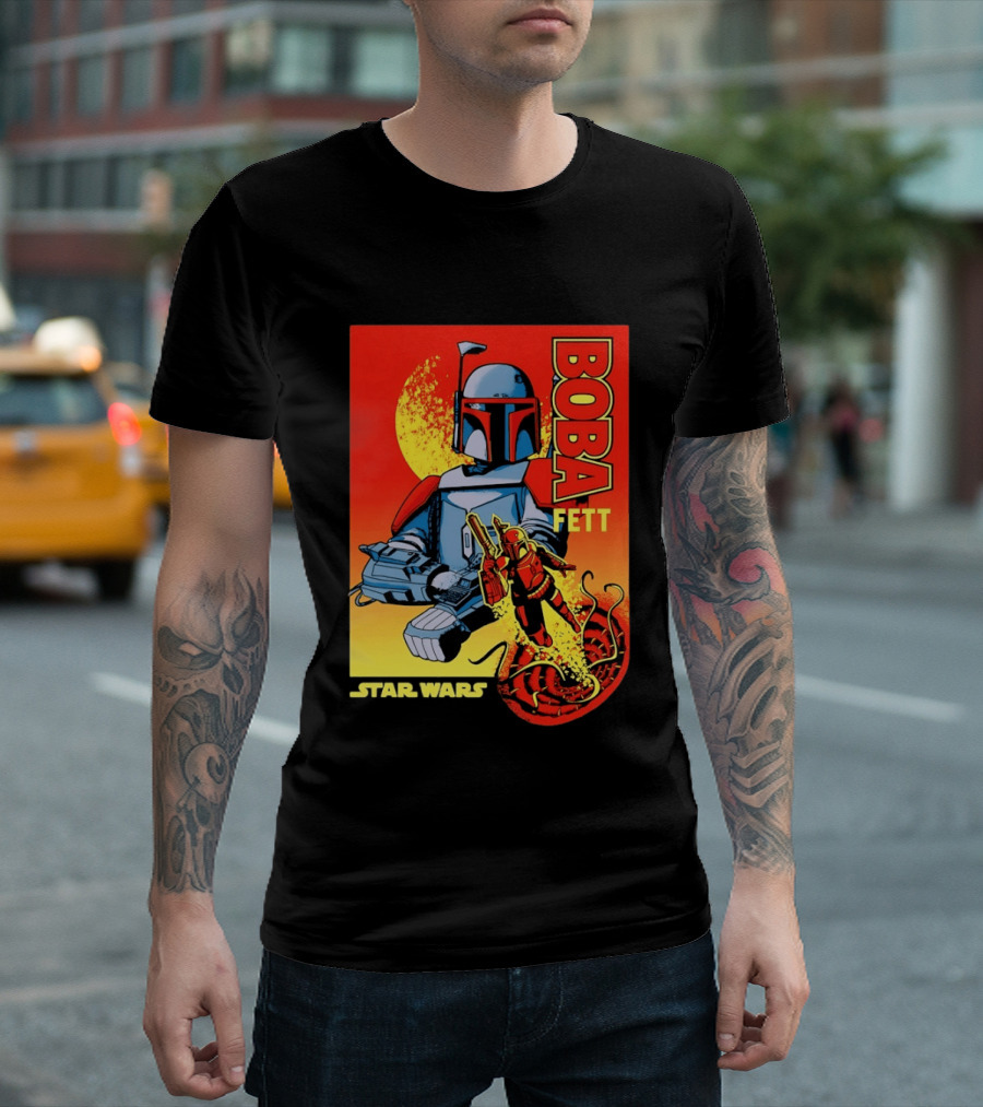 Star Wars Boba Fett Sarlacc Escape Retro Comic T-Shirt