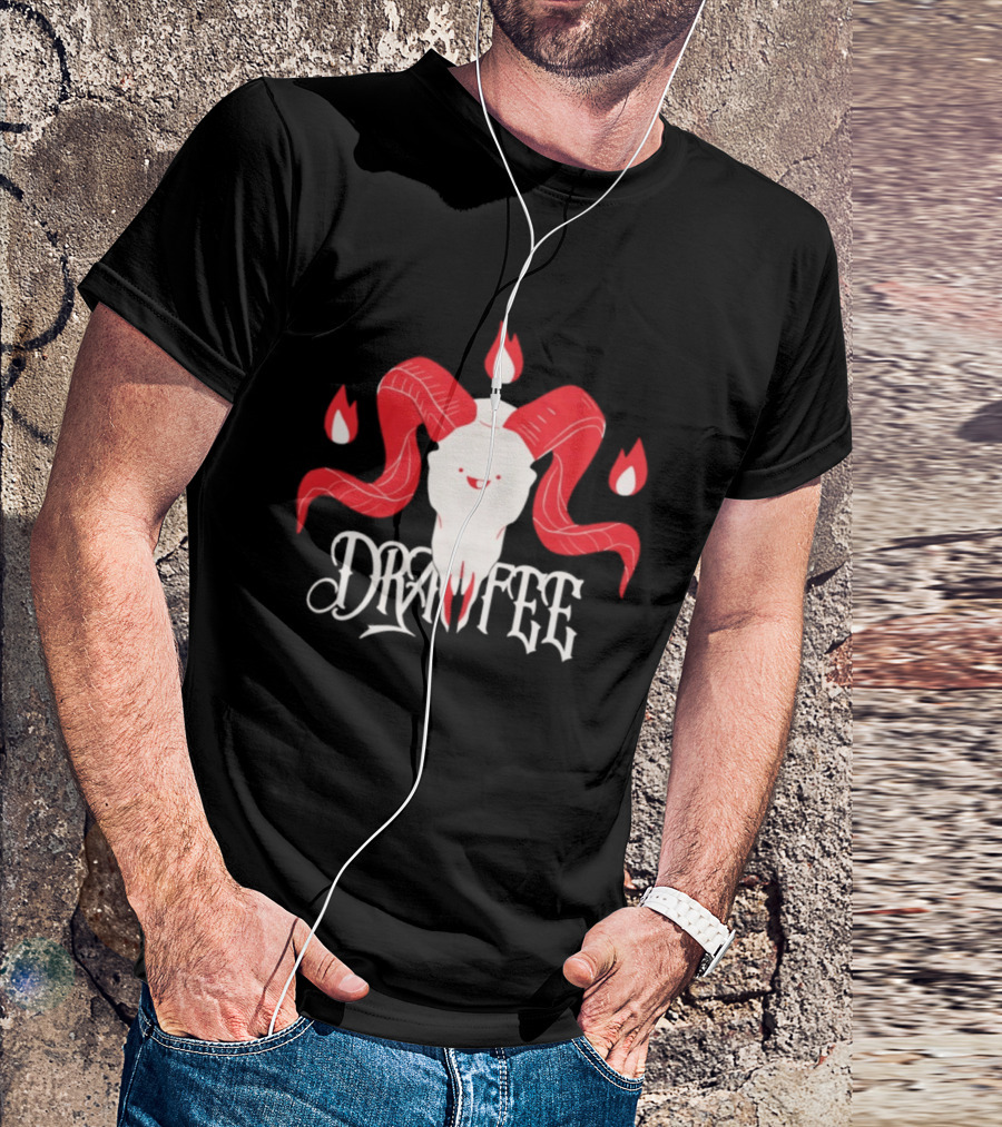 Drawfee Metal Goat Skull Flames T-Shirt