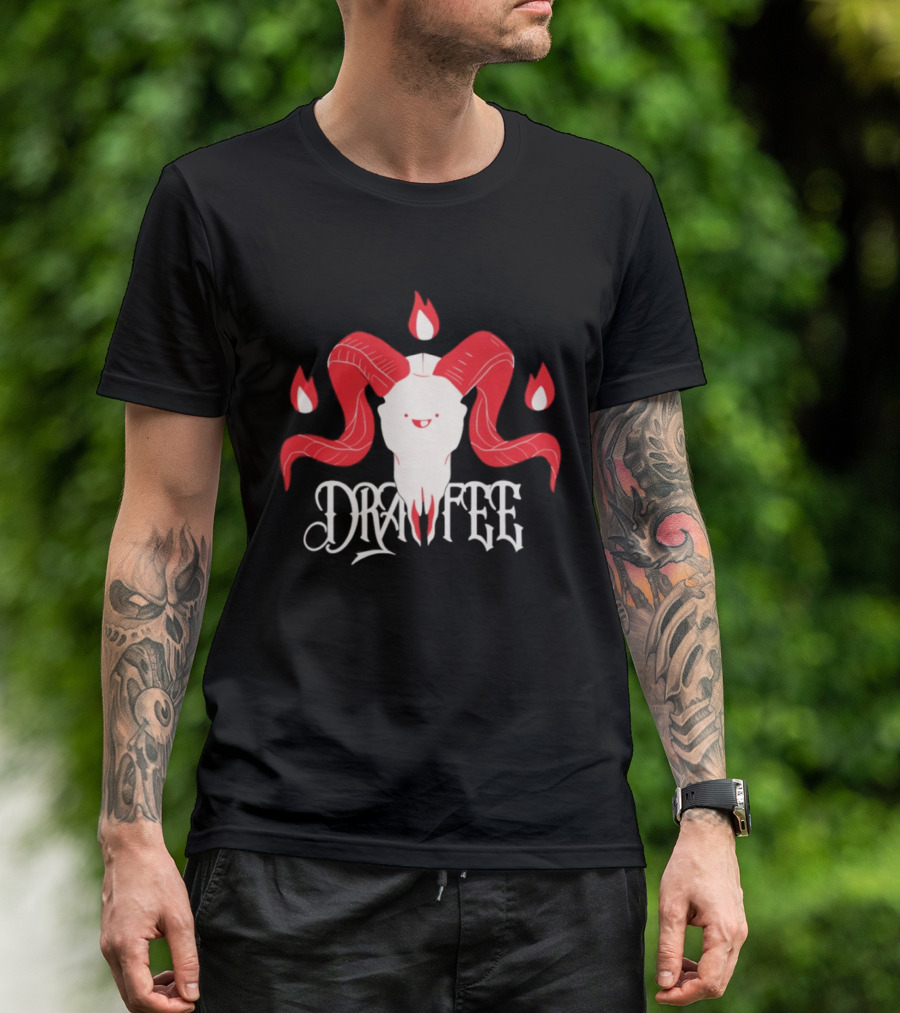 Drawfee Metal Goat Skull Flames T-Shirt