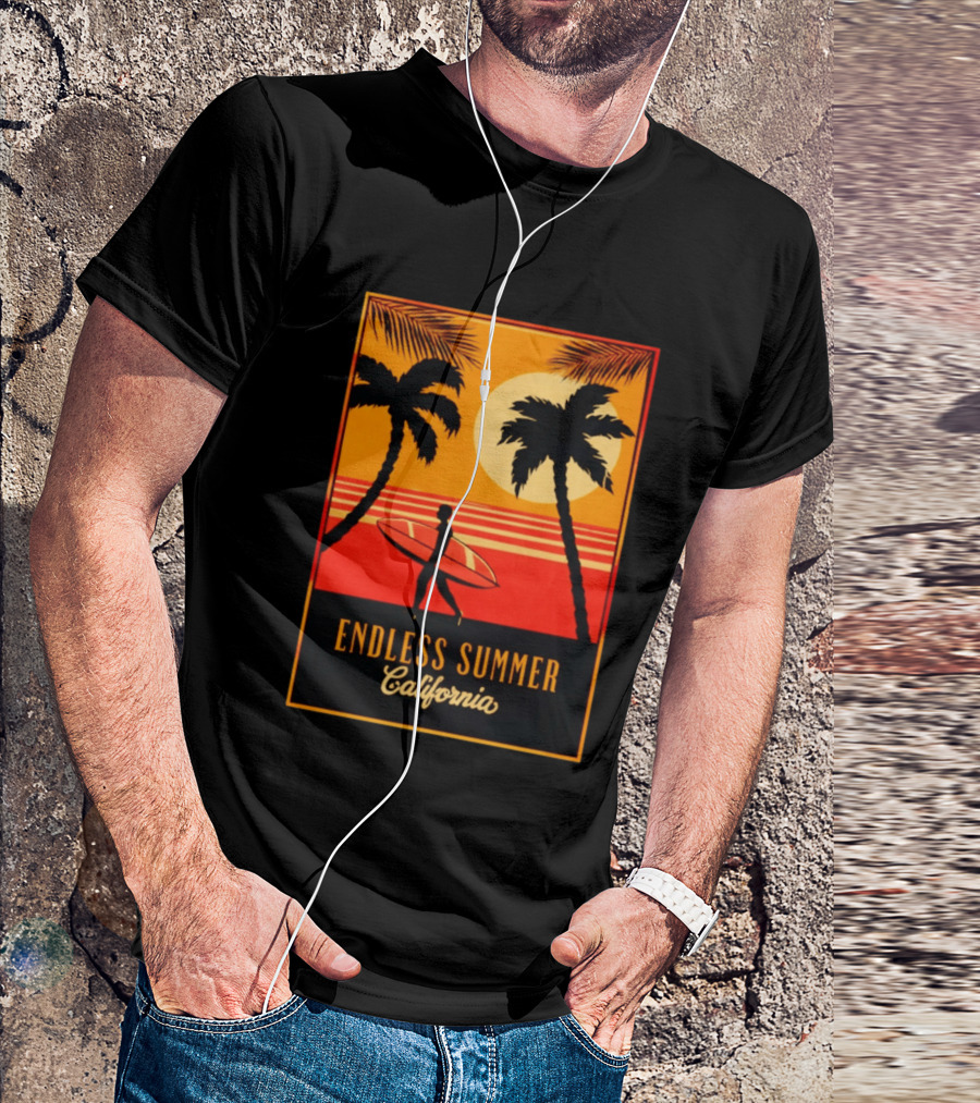 Endless Summer California Sunset Surfer Scene T-Shirt