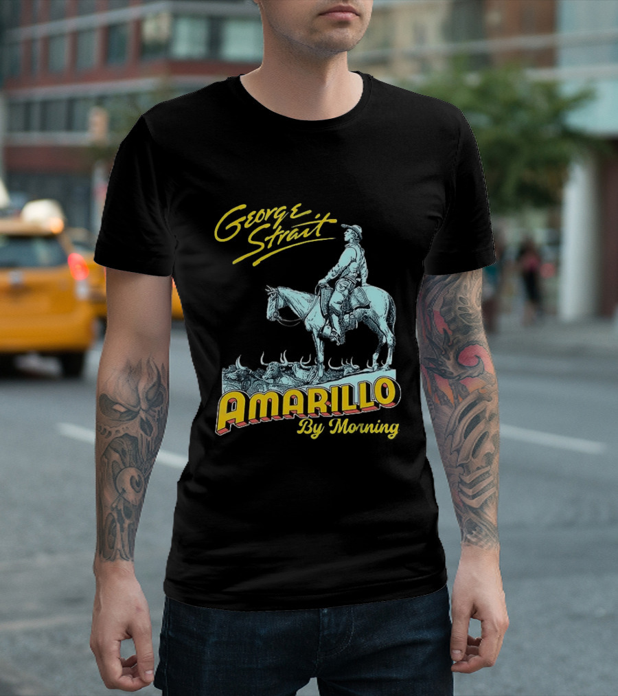 George Strait Amarillo By Morning Cowboy On Horse T-Shirt