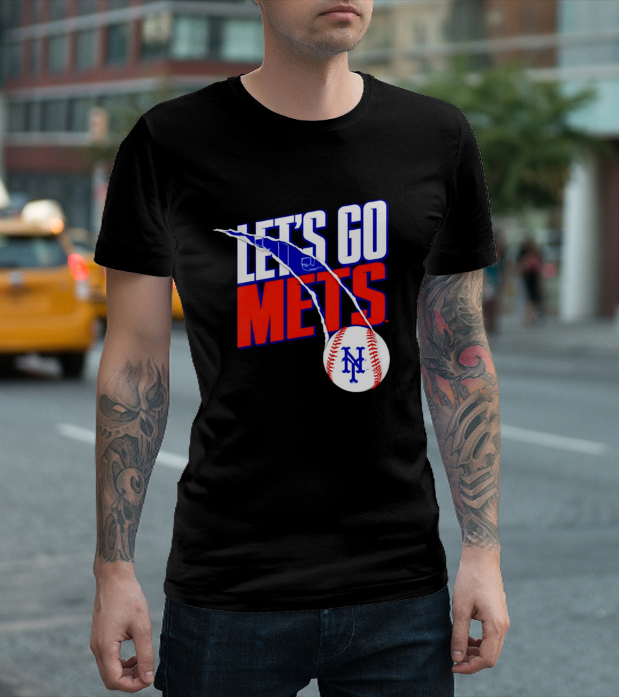 New York Mets Let's Go Mets Baseball Royal Splitter T-Shirt