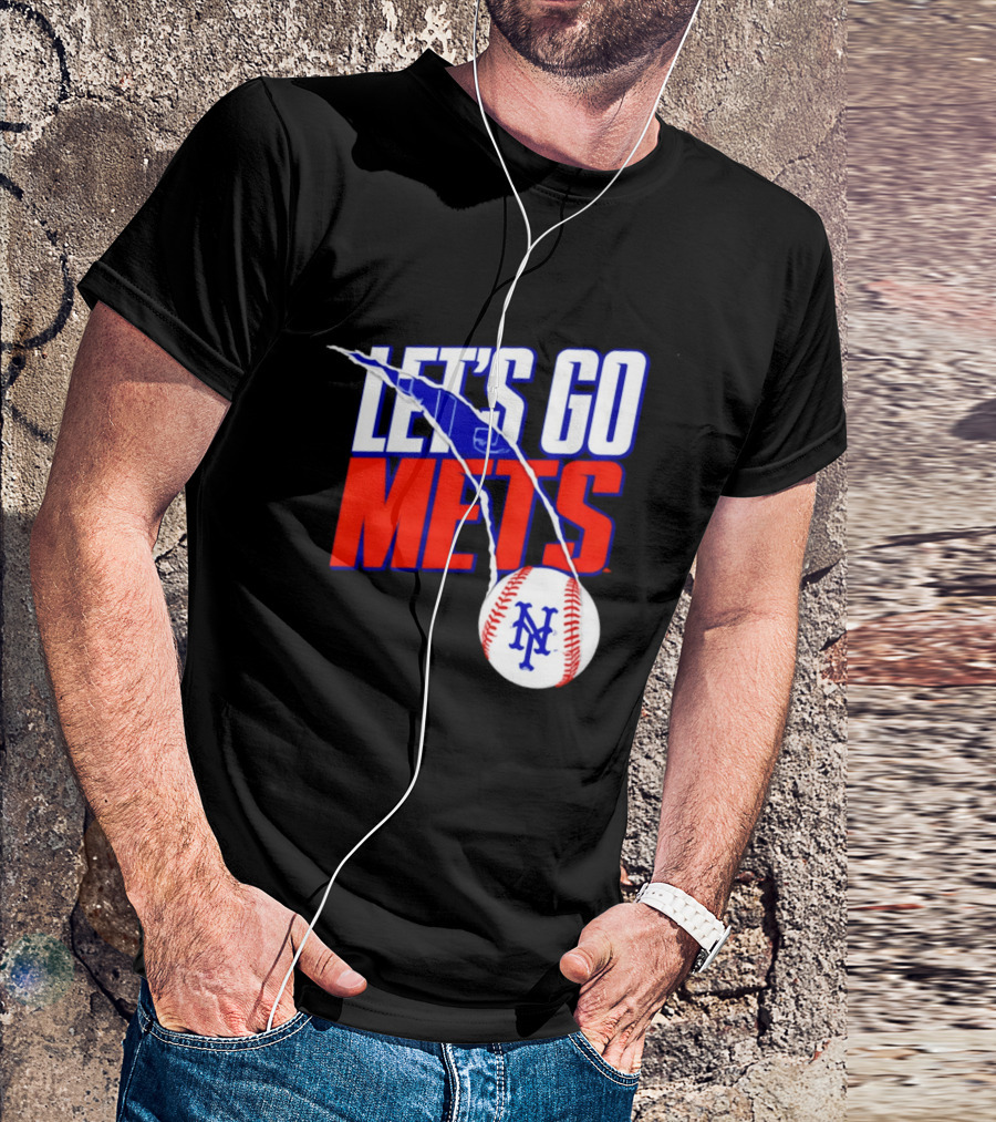 New York Mets Let's Go Mets Baseball Royal Splitter T-Shirt