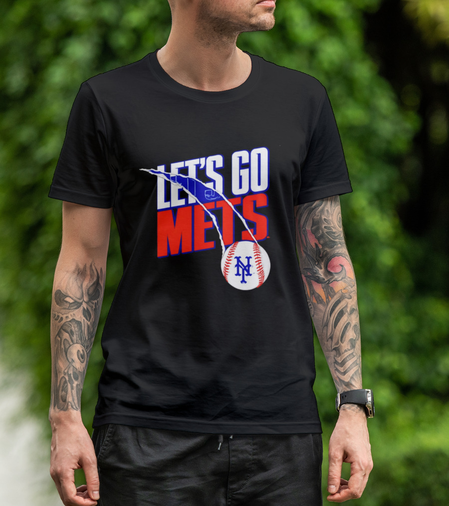 New York Mets Let's Go Mets Baseball Royal Splitter T-Shirt