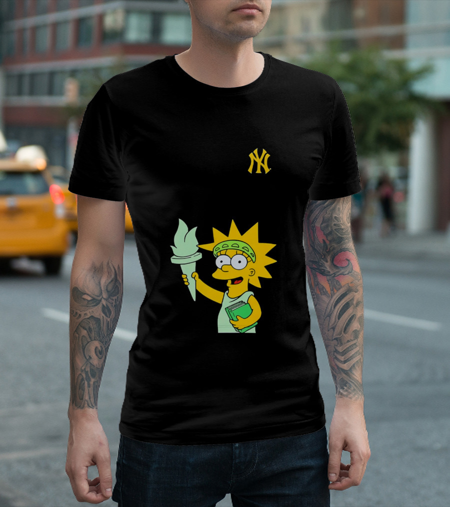 New York Yankees Simpsons Lisa Statue Of Liberty 2026 Iconic Collaboration T-Shirt