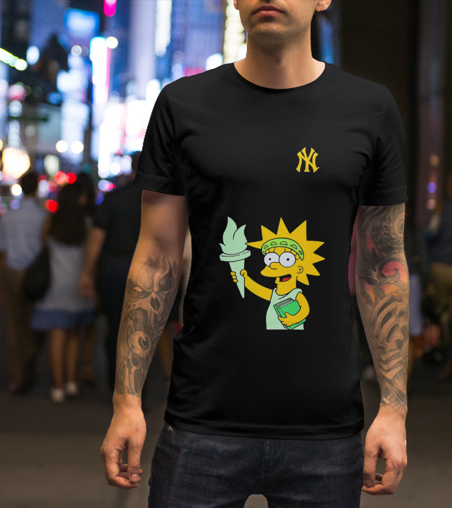 New York Yankees Simpsons Lisa Statue Of Liberty 2026 Iconic Collaboration T-Shirt