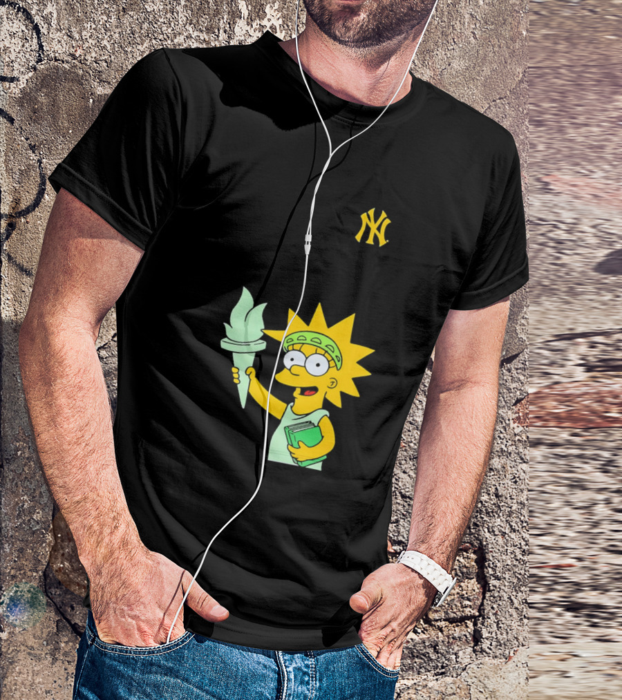 New York Yankees Simpsons Lisa Statue Of Liberty 2026 Iconic Collaboration T-Shirt