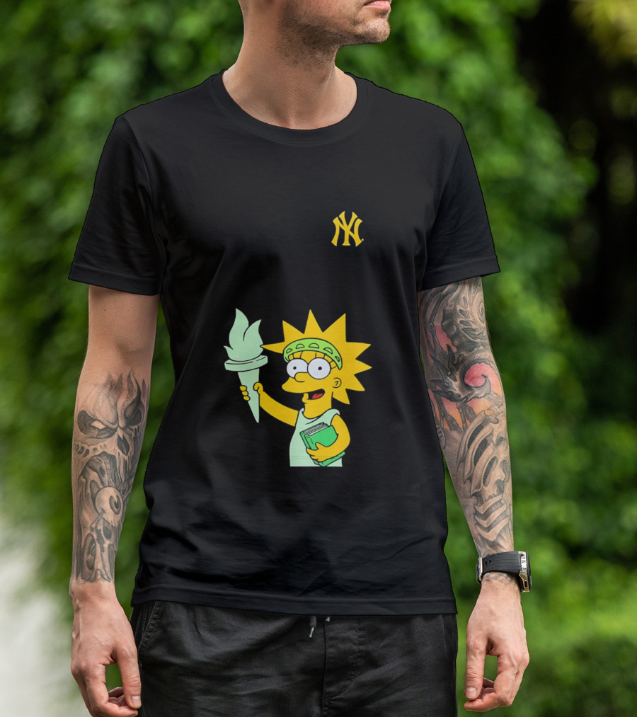 New York Yankees Simpsons Lisa Statue Of Liberty 2026 Iconic Collaboration T-Shirt