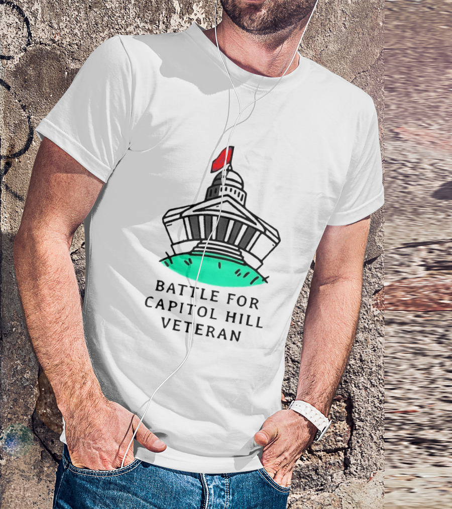Battle For Capitol Hill Veteran UFO Dome Red Flag T-Shirt