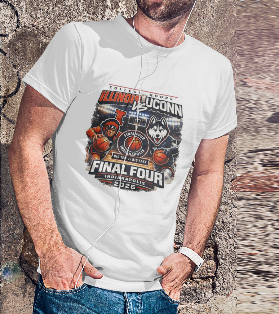Illinois Fighting Illini Vs UConn Huskies Final Four Indianapolis 2026 Big Ten Vs Big East T-Shirt