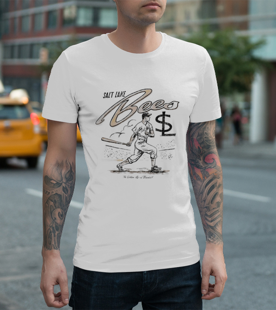 Salt Lake Bees Golden Age Batter Historic Baseball Image T-Shirt
